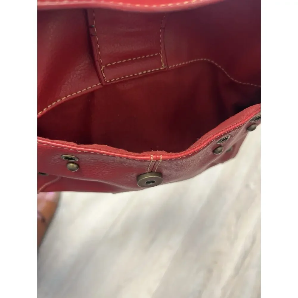 Nine West Red Studded Grommet Shoulder Bag Y2K Faux Leather Purse